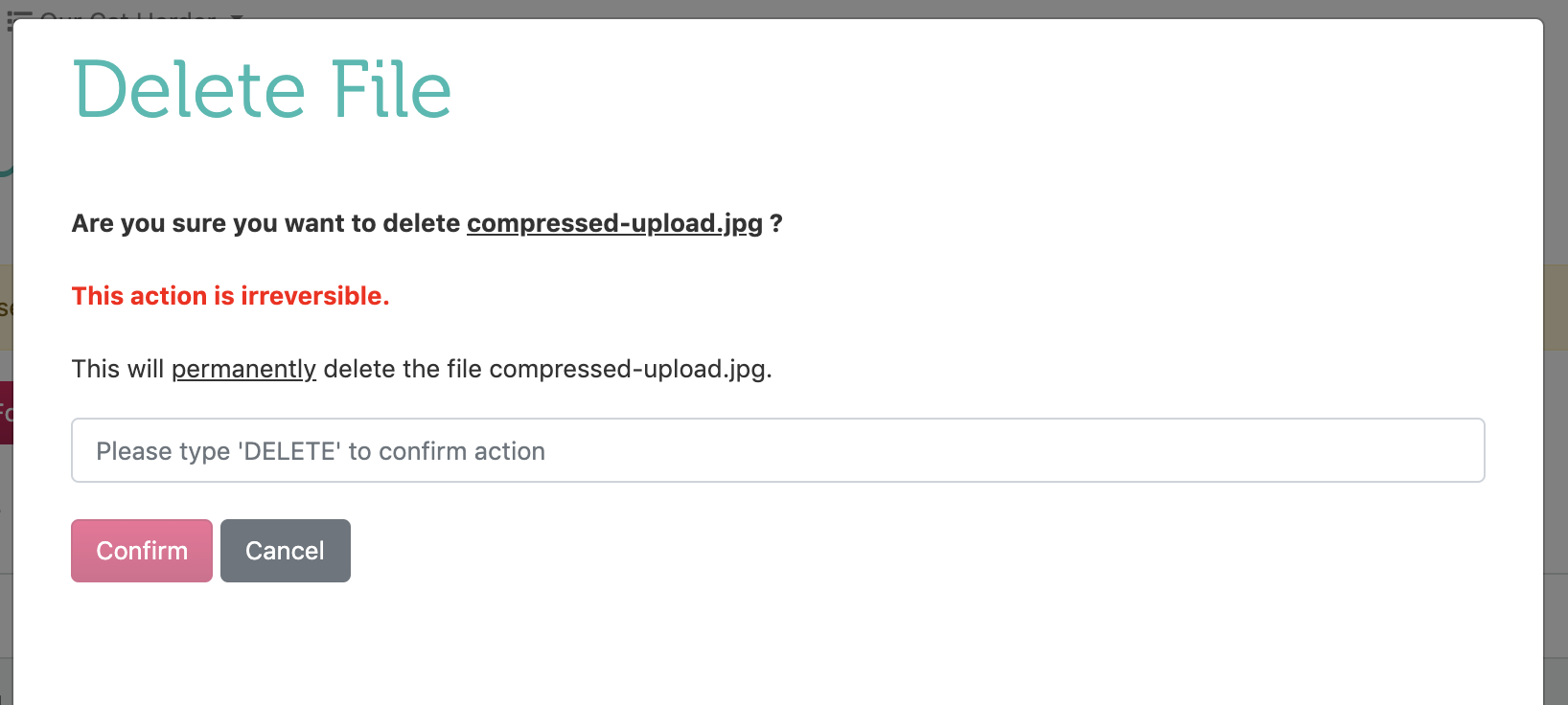 Delete Confirmation On 