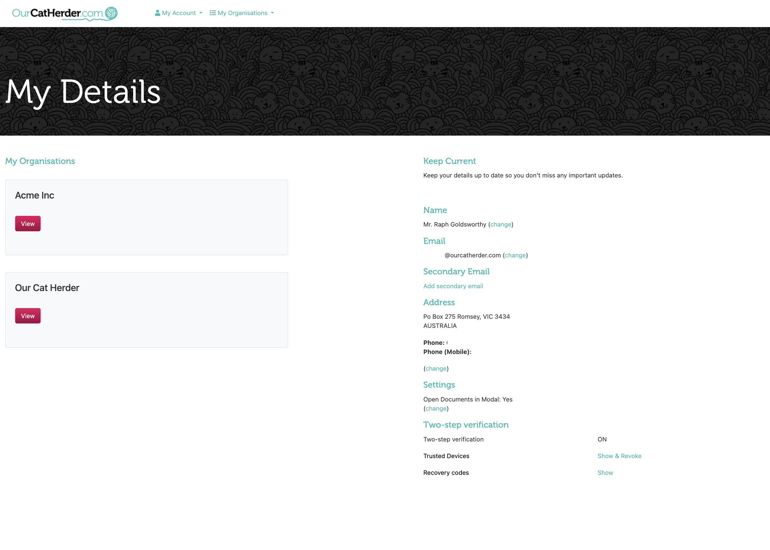 My Details Screenshot